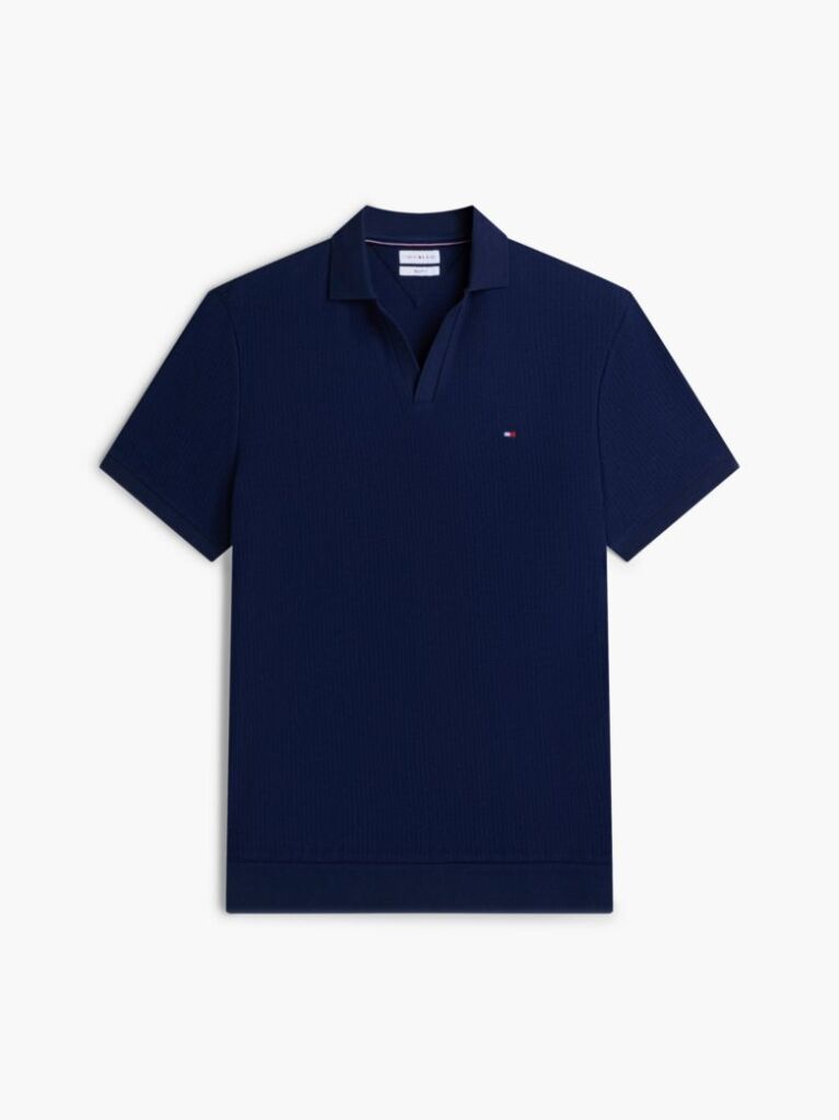 Blue Regular Fit Jacquard Polo Shirt  Men