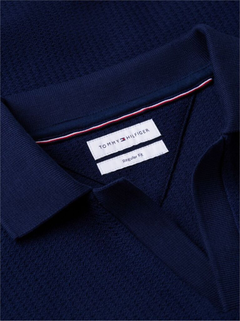 Blue Regular Fit Jacquard Polo Shirt  Men
