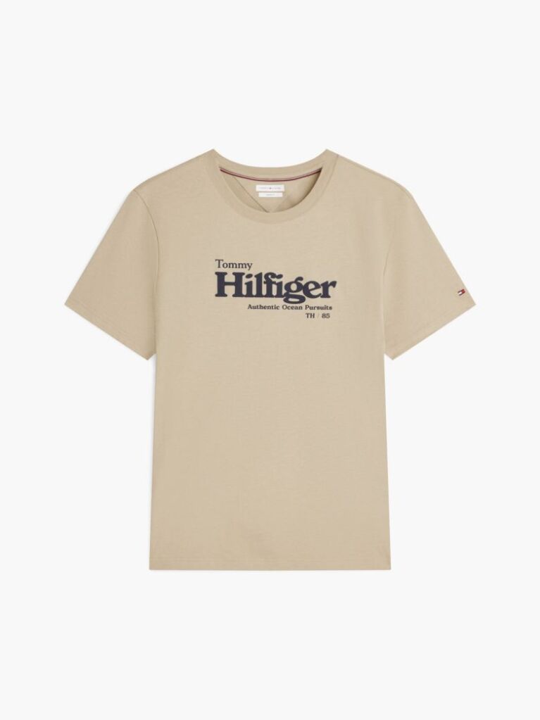 Beige Logo Graphic Jersey T-Shirt  Men