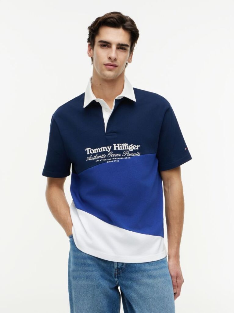 Multi Relaxed Fit Back Logo Colour-Blocked Polo Shirt  Men
