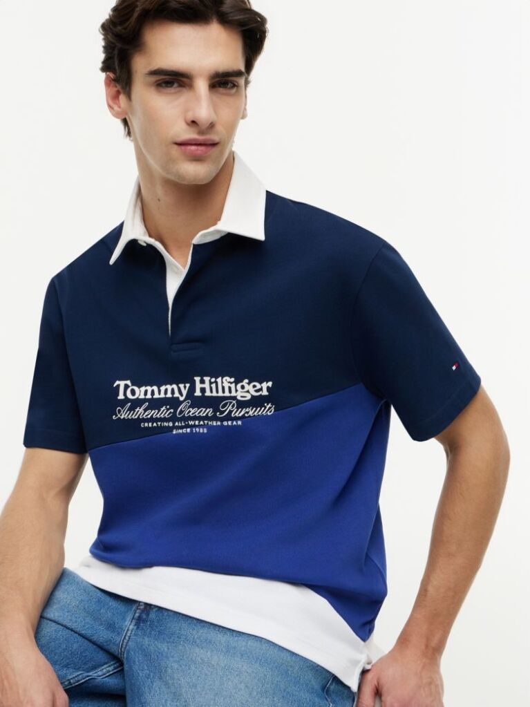 Multi Relaxed Fit Back Logo Colour-Blocked Polo Shirt  Men