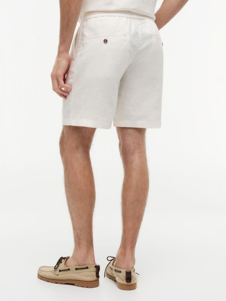 Beige Dover Linen Blend 8" Inseam Chino Shorts  Men