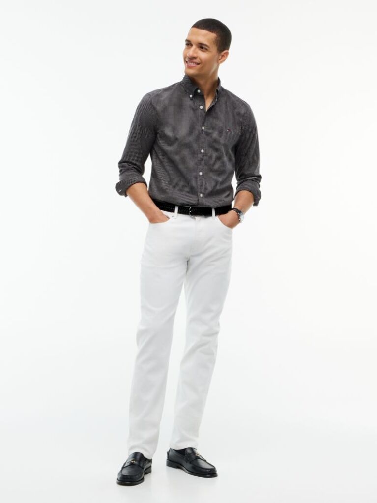 Grey Regular Fit Flex Gingham Shirt  Men