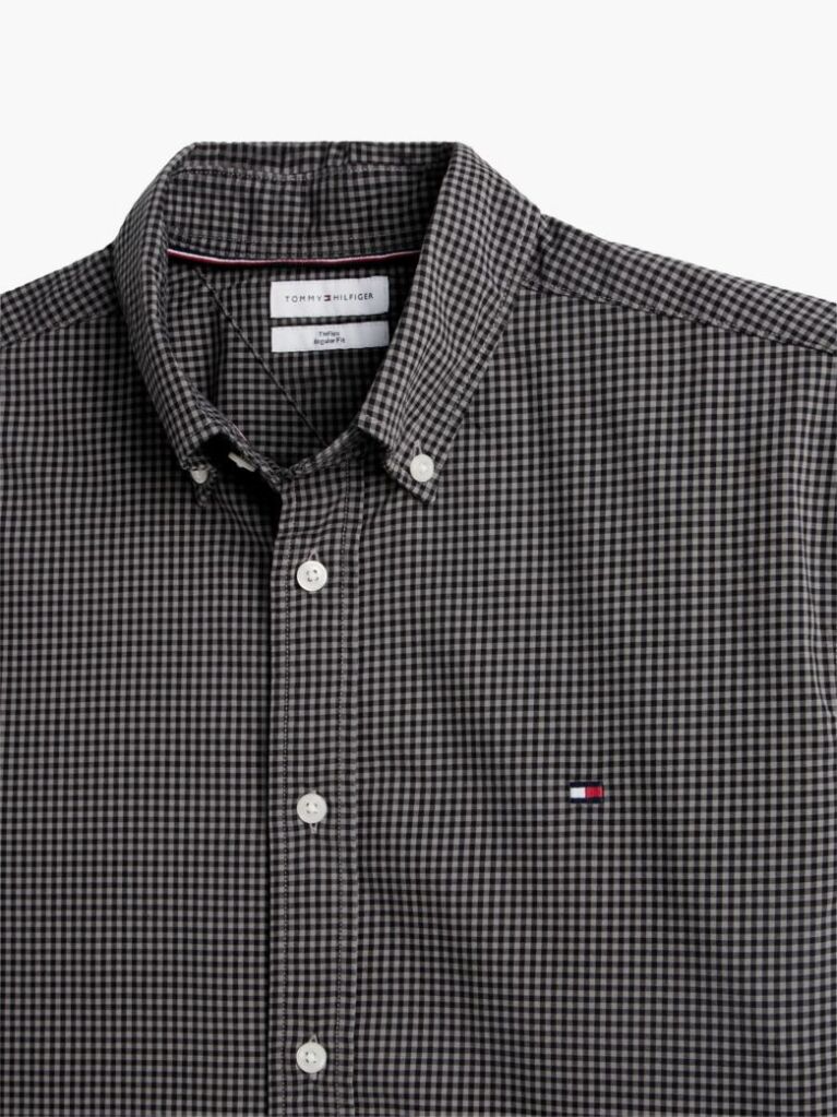 Grey Regular Fit Flex Gingham Shirt  Men