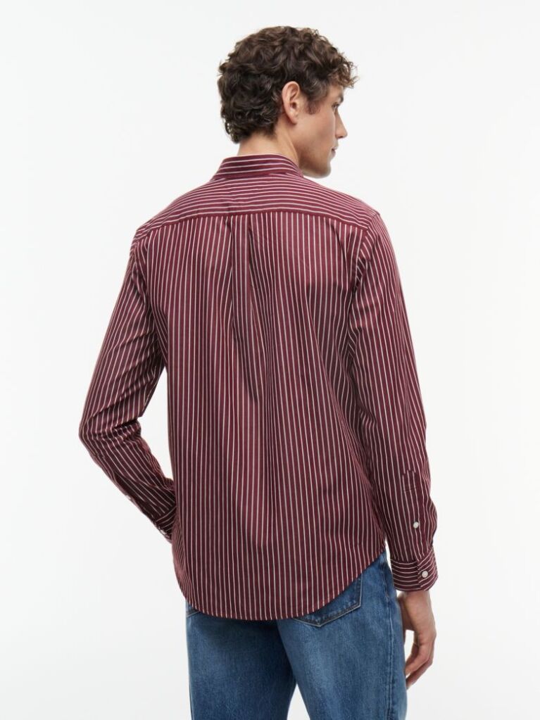 Red Regular Fit Flex Stripe Shirt  Men