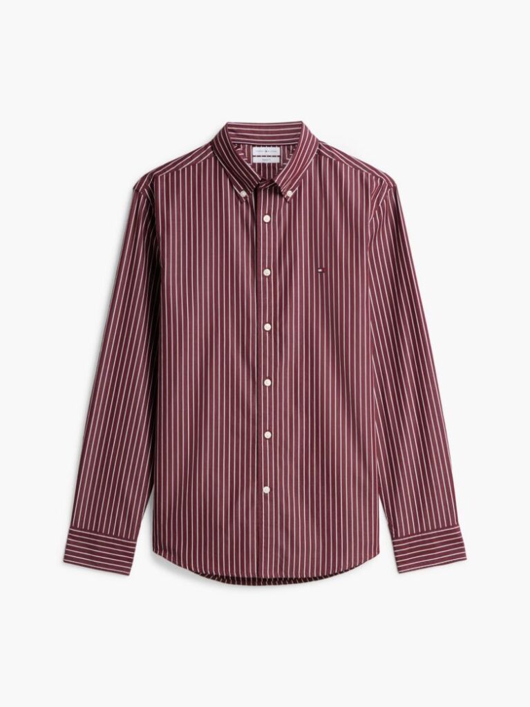 Red Regular Fit Flex Stripe Shirt  Men