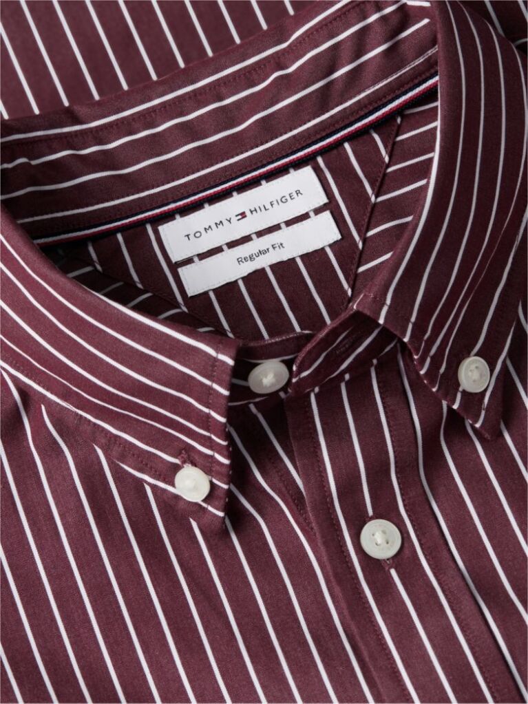 Red Regular Fit Flex Stripe Shirt  Men