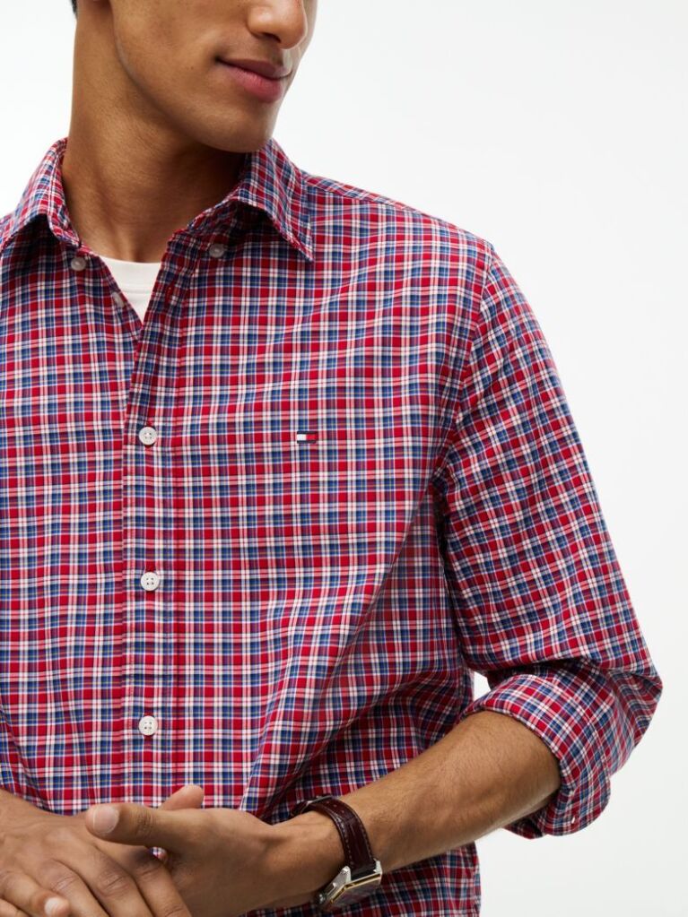 Multi Regular Fit Flex Tartan Poplin Shirt  Men