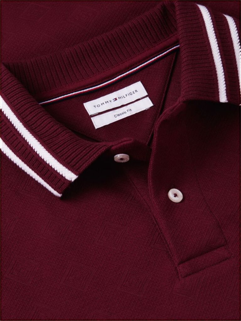 Red Relaxed Fit Foulard Jacquard Polo Shirt  Men