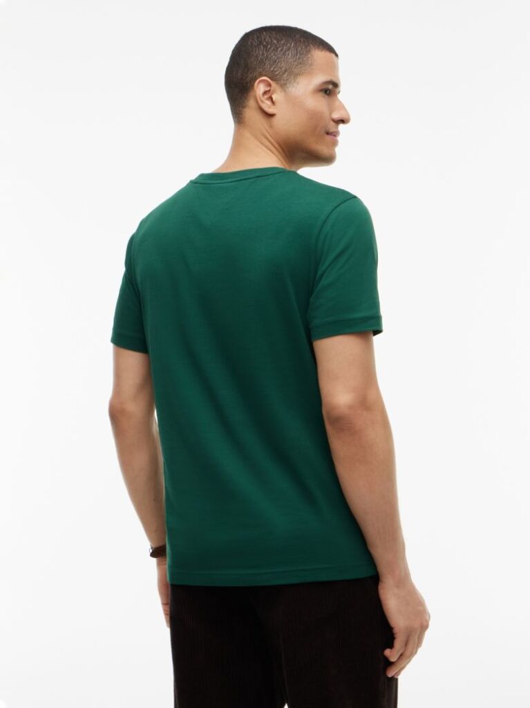 Green Contrast Logo Crew Neck Jersey T-Shirt  Men