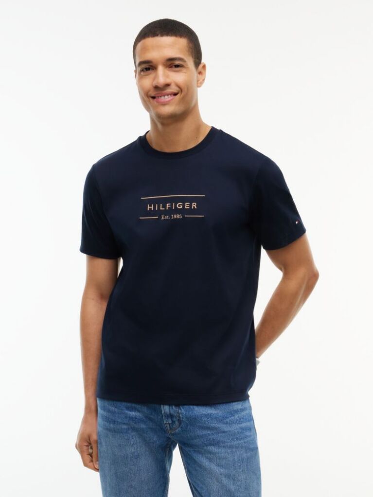 Blue Logo Interlock Knit T-Shirt  Men