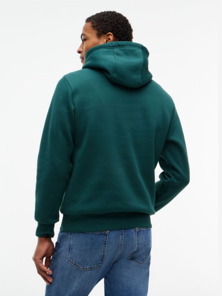 Green Logo Embroidery Fleece Hoody  Men