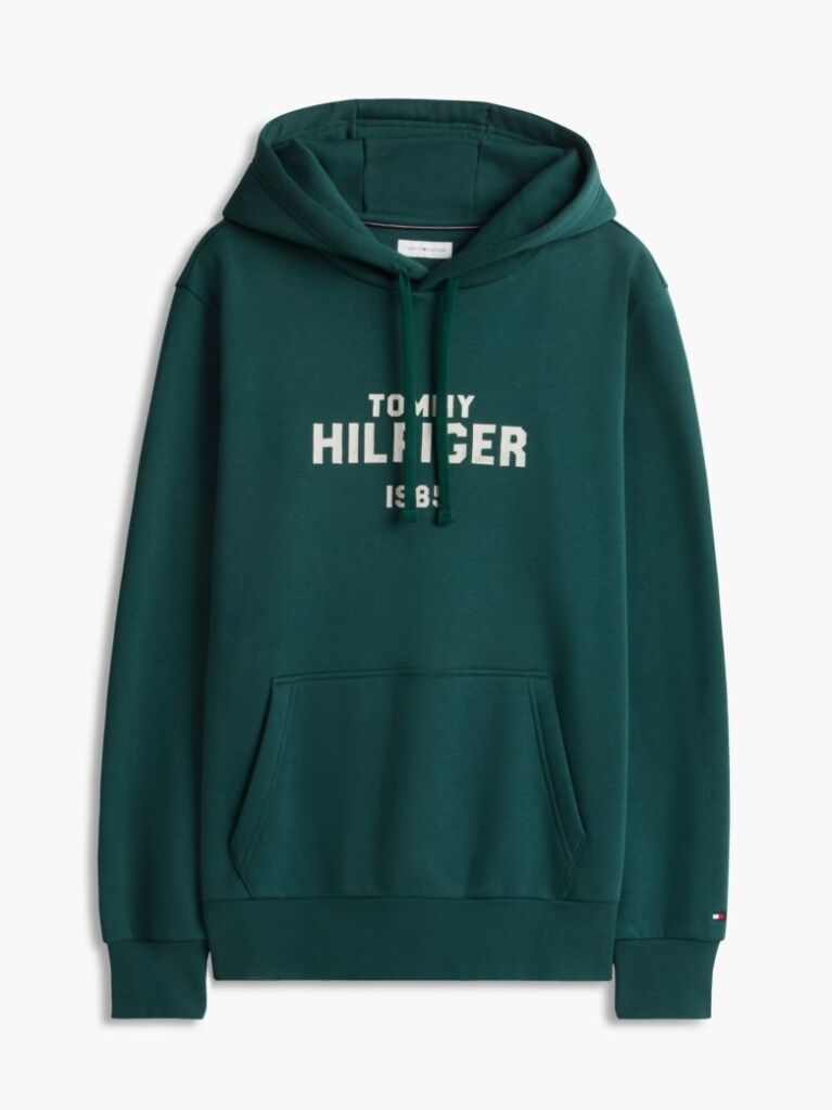 Green Logo Embroidery Fleece Hoody  Men