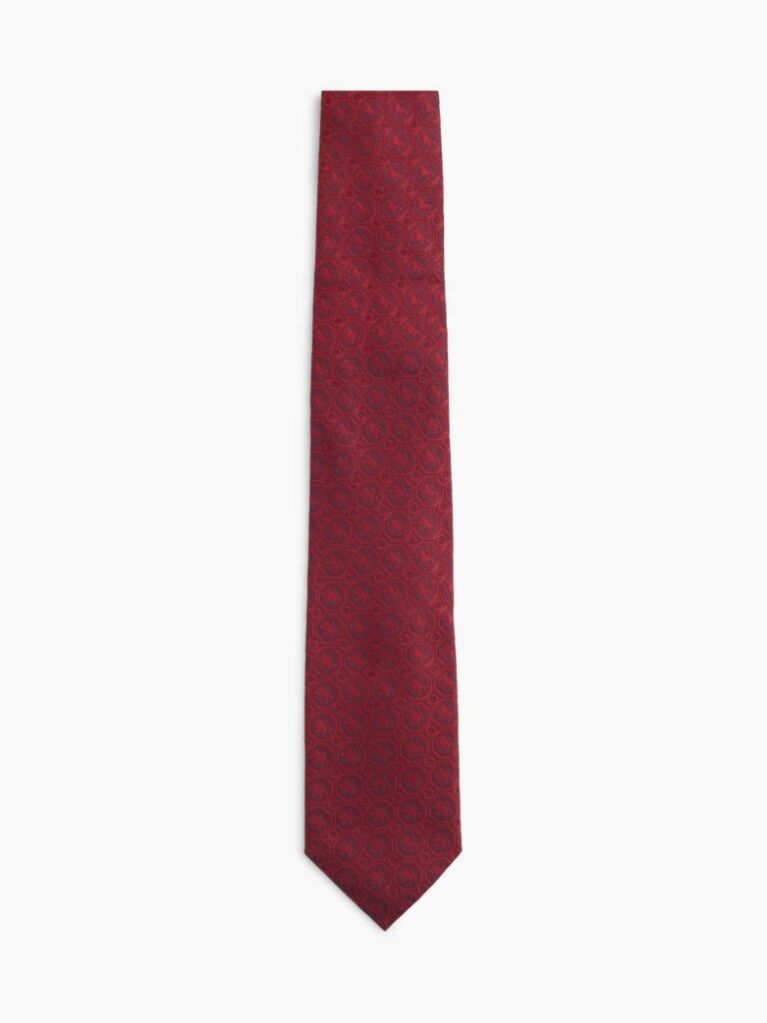 Red New York Label Silk Jacquard Tie  Men