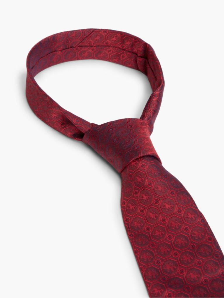 Red New York Label Silk Jacquard Tie  Men