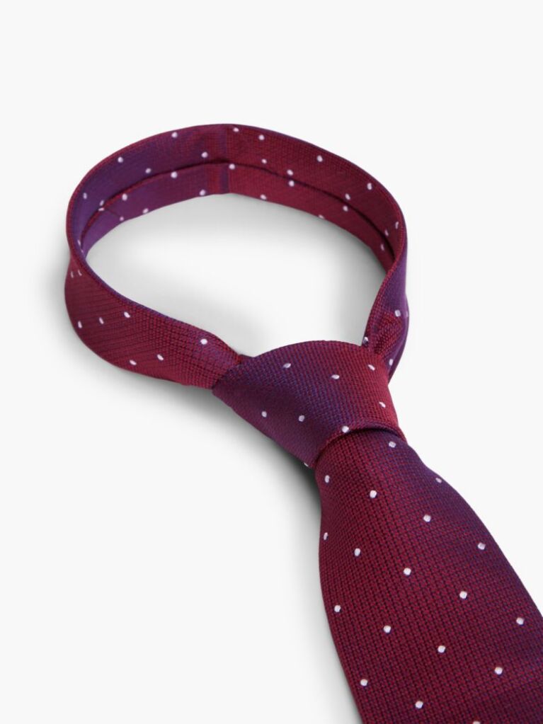 Red New York Label Dot Silk Tie  Men