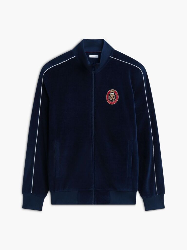 Blue Crest Velour Track Top  Men