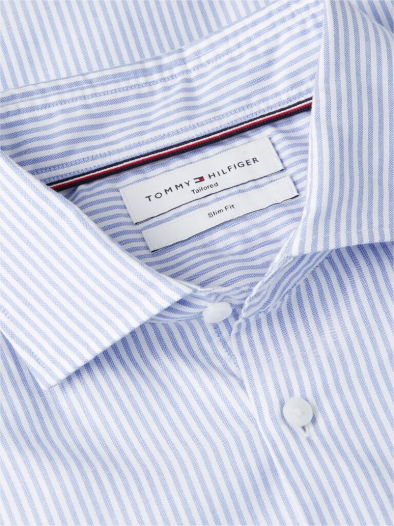 Blue Slim Fit Oxford Stripe Shirt  Men
