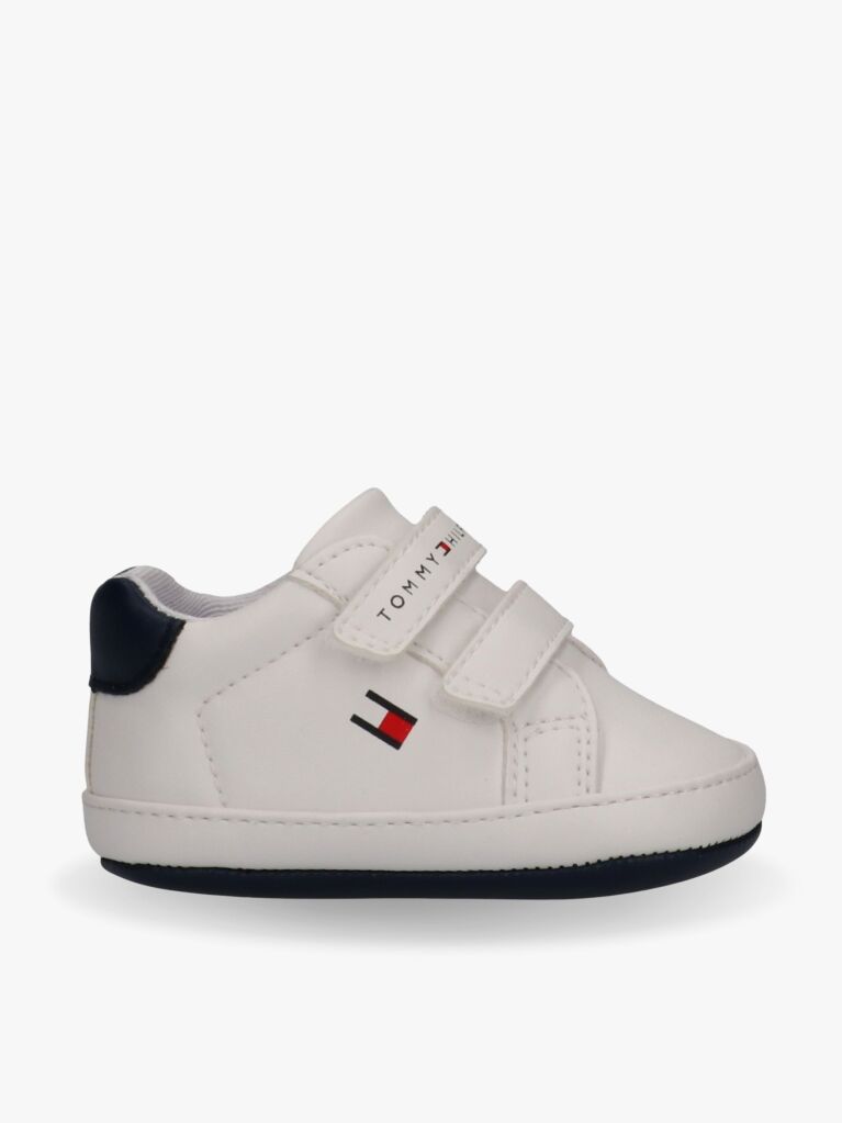 White Hook And Loop Sneakers  Boys