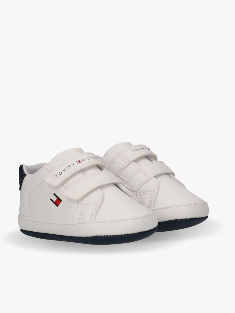 White Hook And Loop Sneakers  Boys