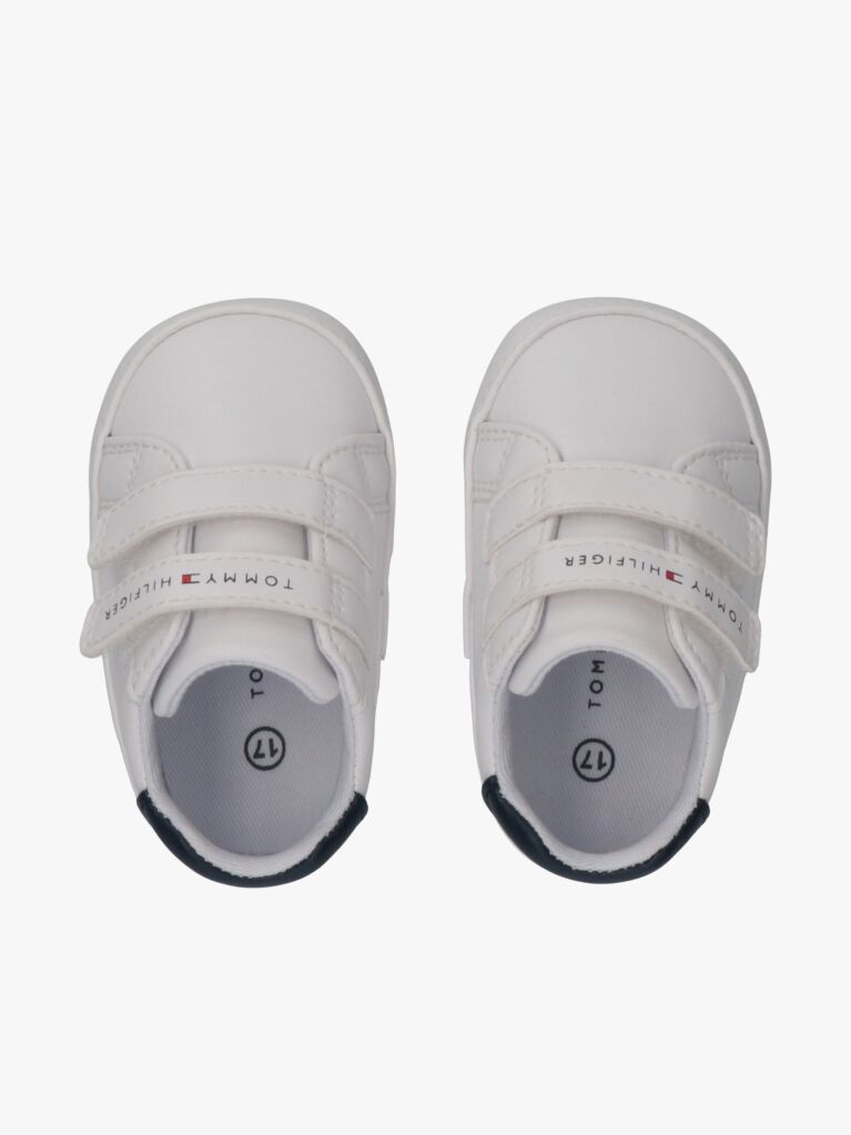 White Hook And Loop Sneakers  Boys