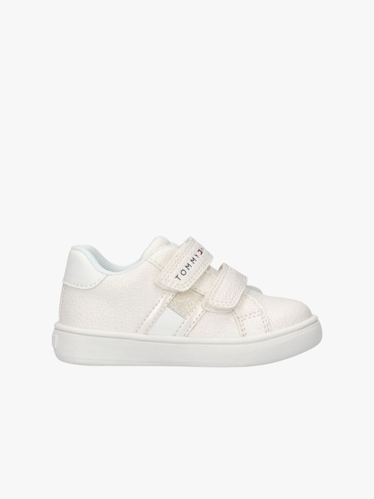 White Flag Glitter Hook And Loop Sneakers  Girls