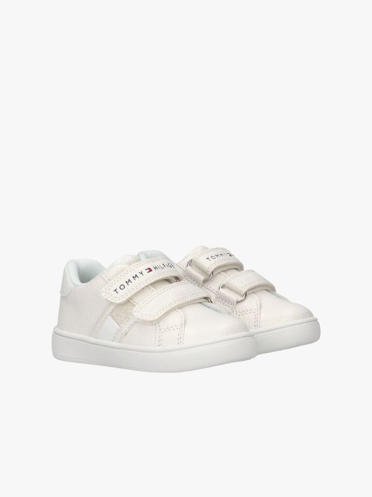 White Flag Glitter Hook And Loop Sneakers  Girls