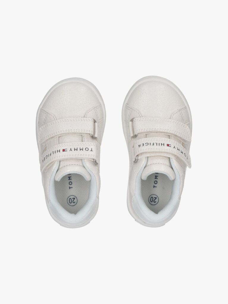 White Flag Glitter Hook And Loop Sneakers  Girls