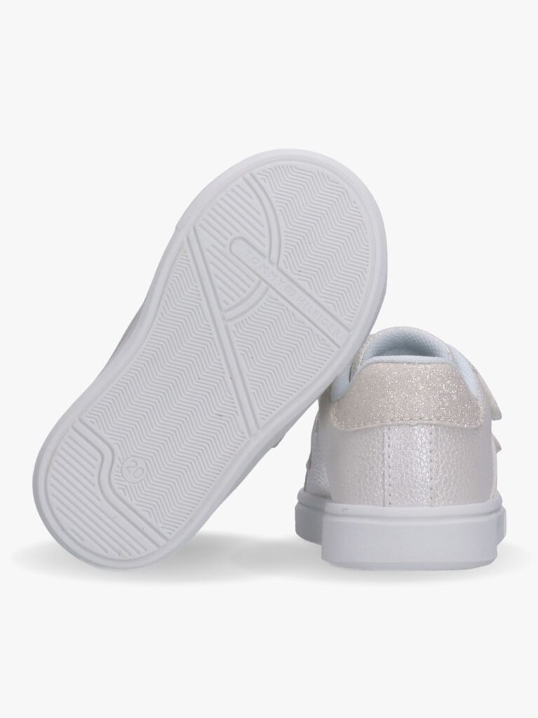White Low Cut Flag Velcro Sneakers  Girls