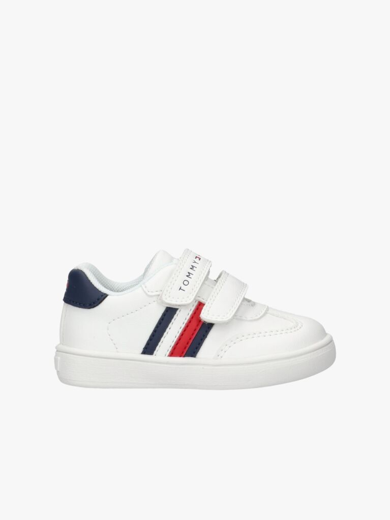 White Flag Hook And Loop Sneakers  Kids Unisex