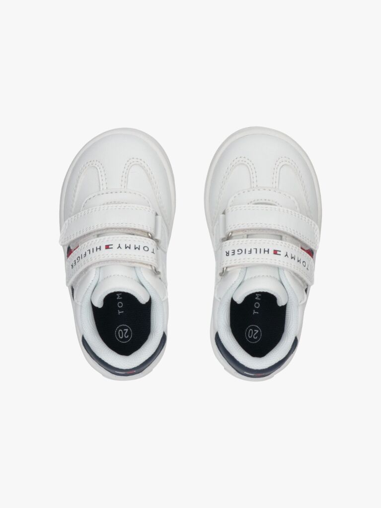 White Flag Hook And Loop Sneakers  Kids Unisex