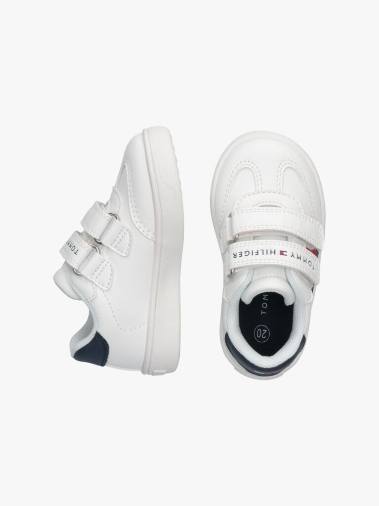 White Flag Hook And Loop Sneakers  Kids Unisex