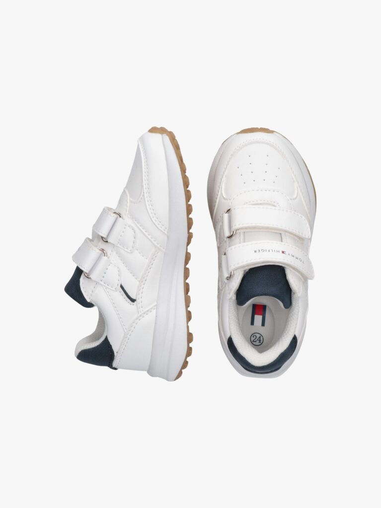 White Hook And Loop Sneakers  Kids Unisex