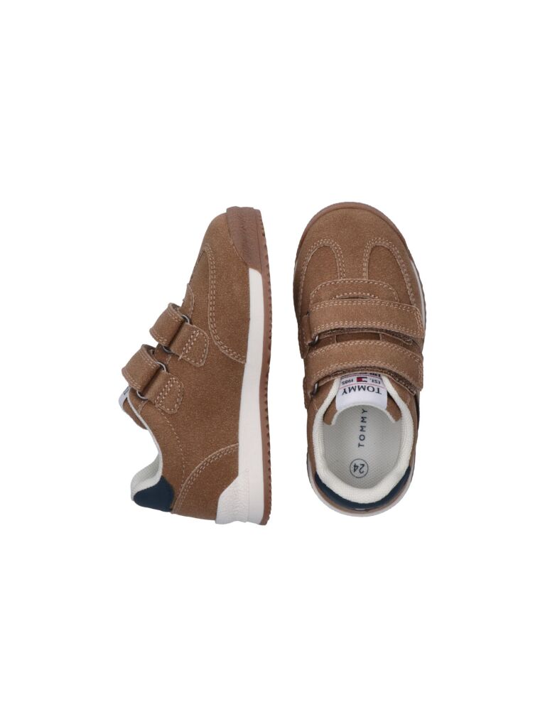 Brown Low Cut Velcro Sneaker  Kids Unisex