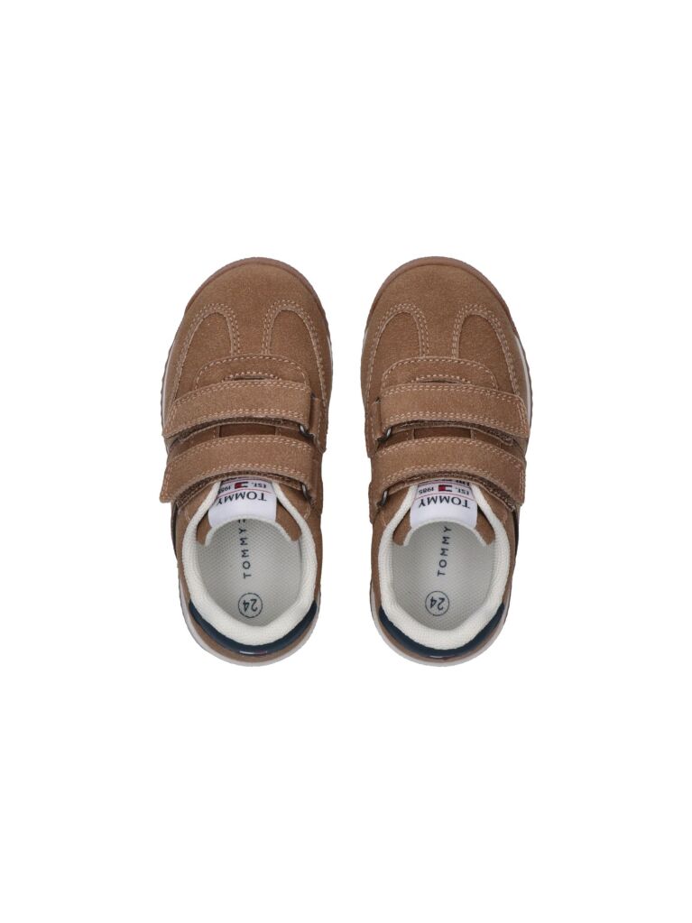 Brown Low Cut Velcro Sneaker  Kids Unisex