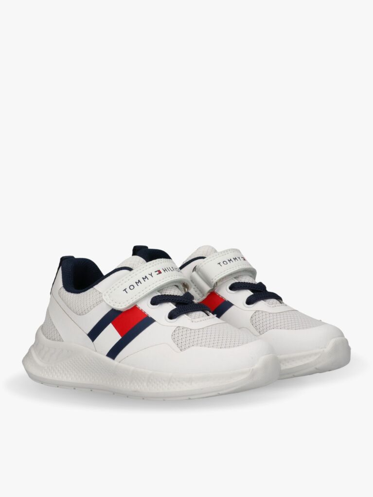 White Flag Mesh Hook And Loop Sneakers  Kids Unisex