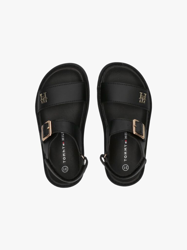 Black TH Monogram Plaque Sandals  Girls