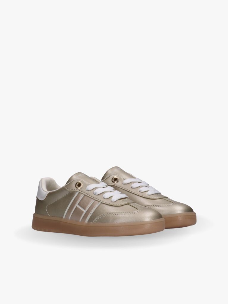 Gold Tonal Flag Sneakers  Girls