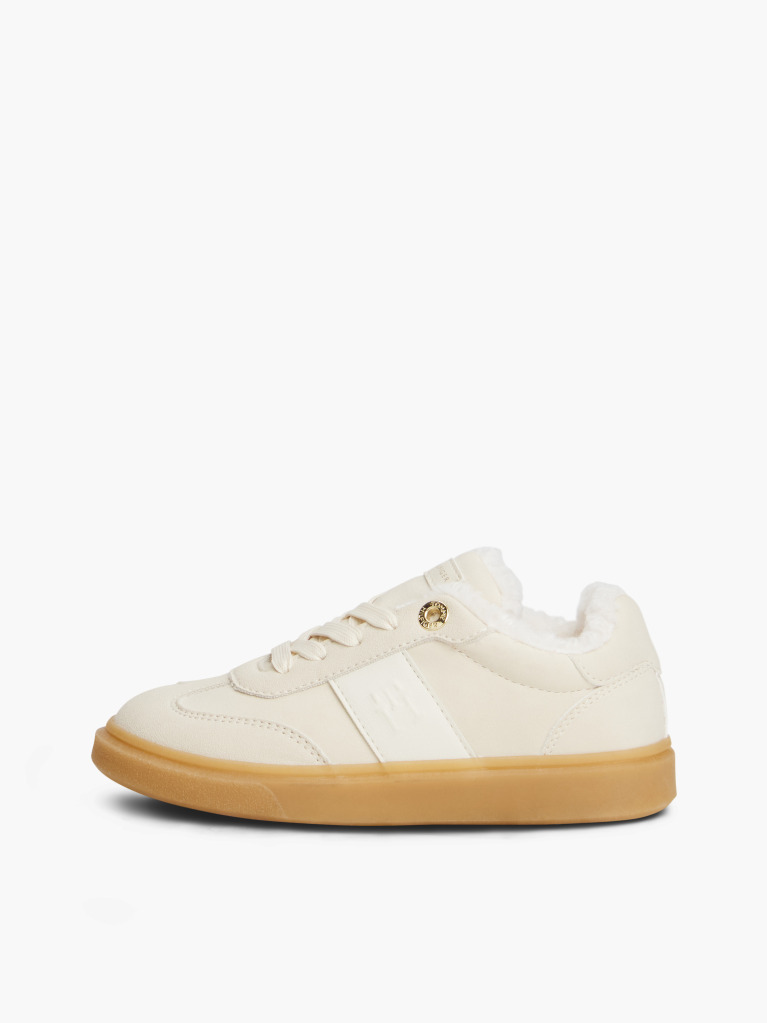 Beige Teddy Lined Lace-Up Sneakers  Girls