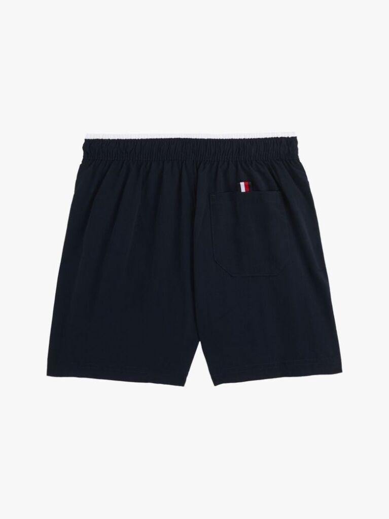 Blue Essential Flag Embroidery Mid Length Swim Shorts  Boys