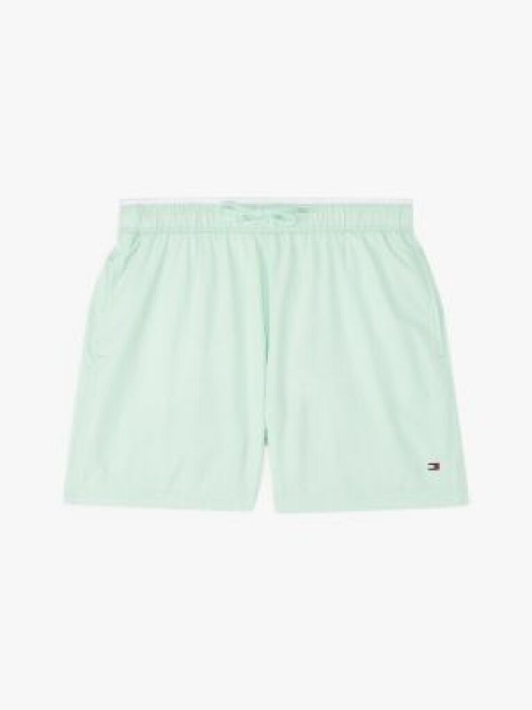 Green Essential Flag Embroidery Mid Length Swim Shorts  Boys
