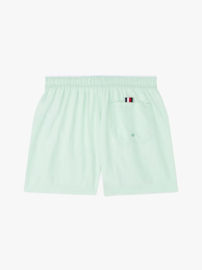 Green Essential Flag Embroidery Mid Length Swim Shorts  Boys