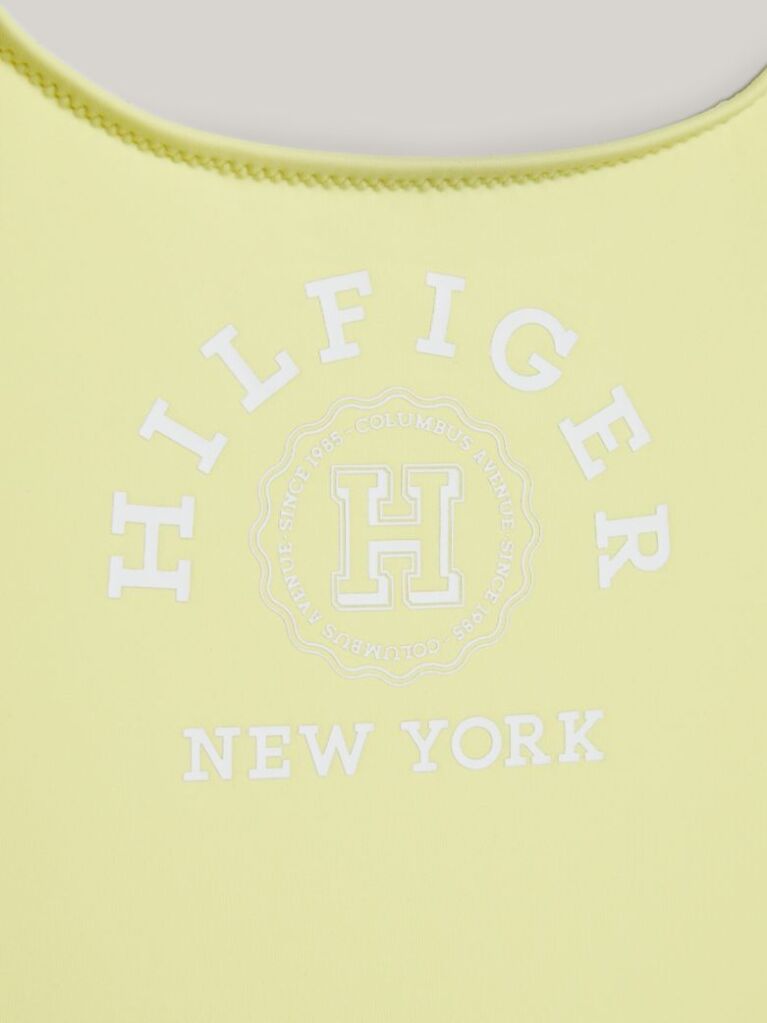 Yellow Hilfiger Monotype Logo One-Piece Swimsuit  Girls