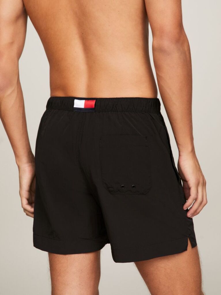 Black Essential Drawstring Mid Length Swim Shorts  Men