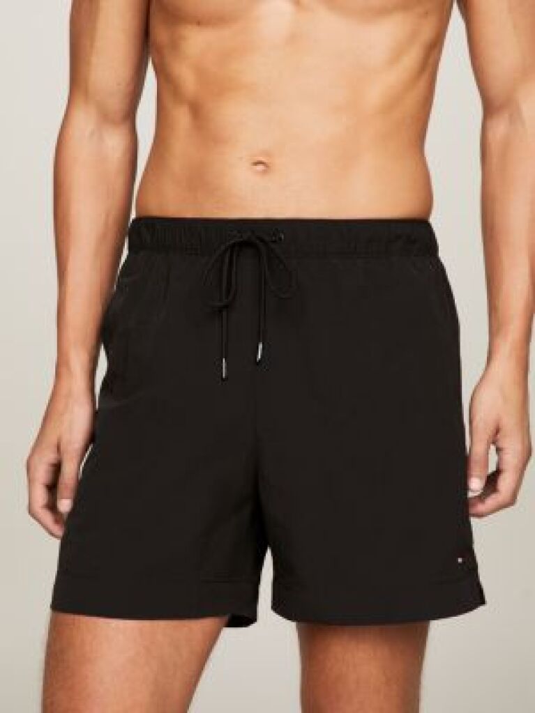 Black Essential Drawstring Mid Length Swim Shorts  Men