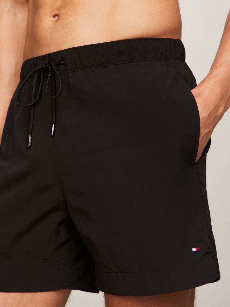 Black Essential Drawstring Mid Length Swim Shorts  Men
