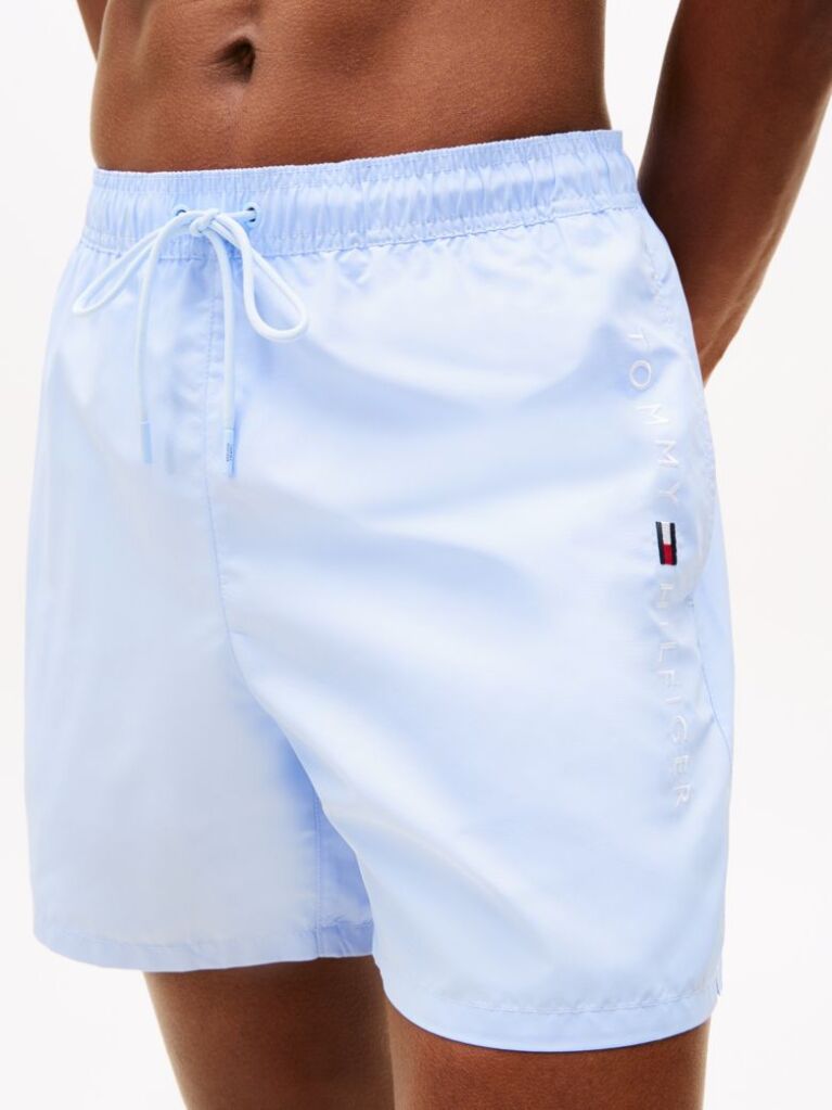 Blue Original Logo Mid Length Swim Shorts  Men