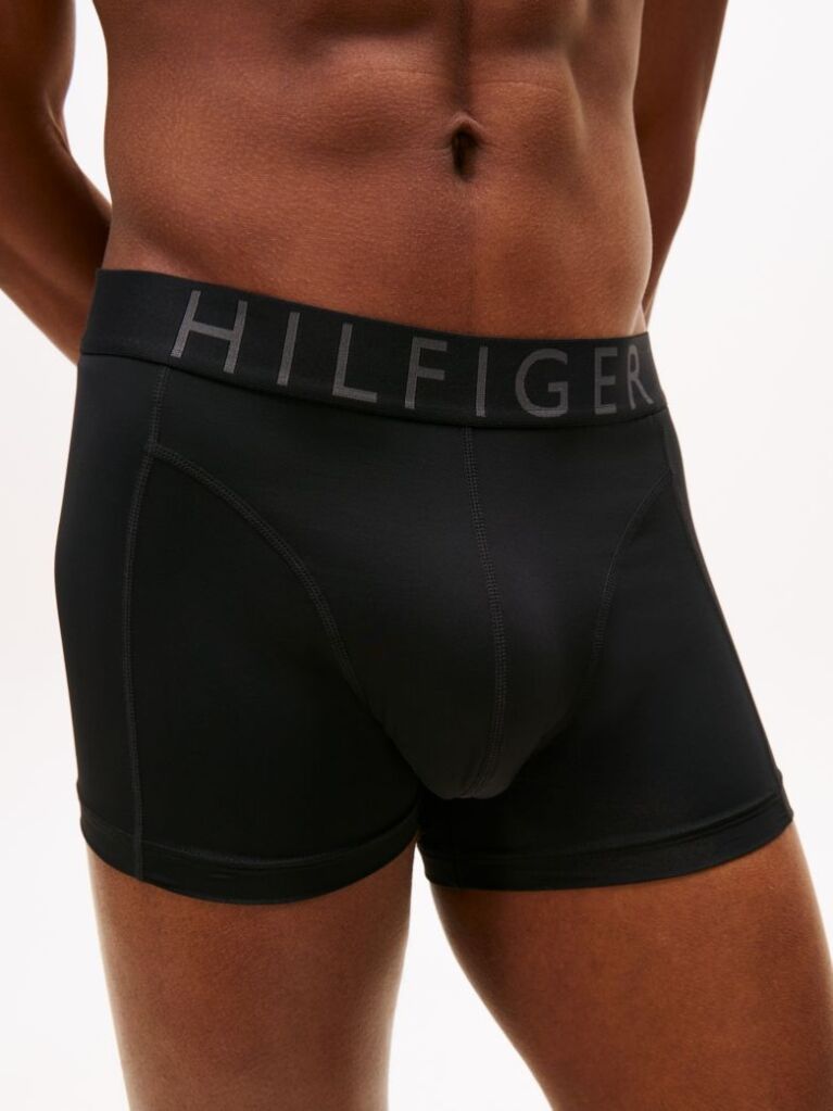 Black 3-Pack Microfibre Logo Waistband Trunks  Men