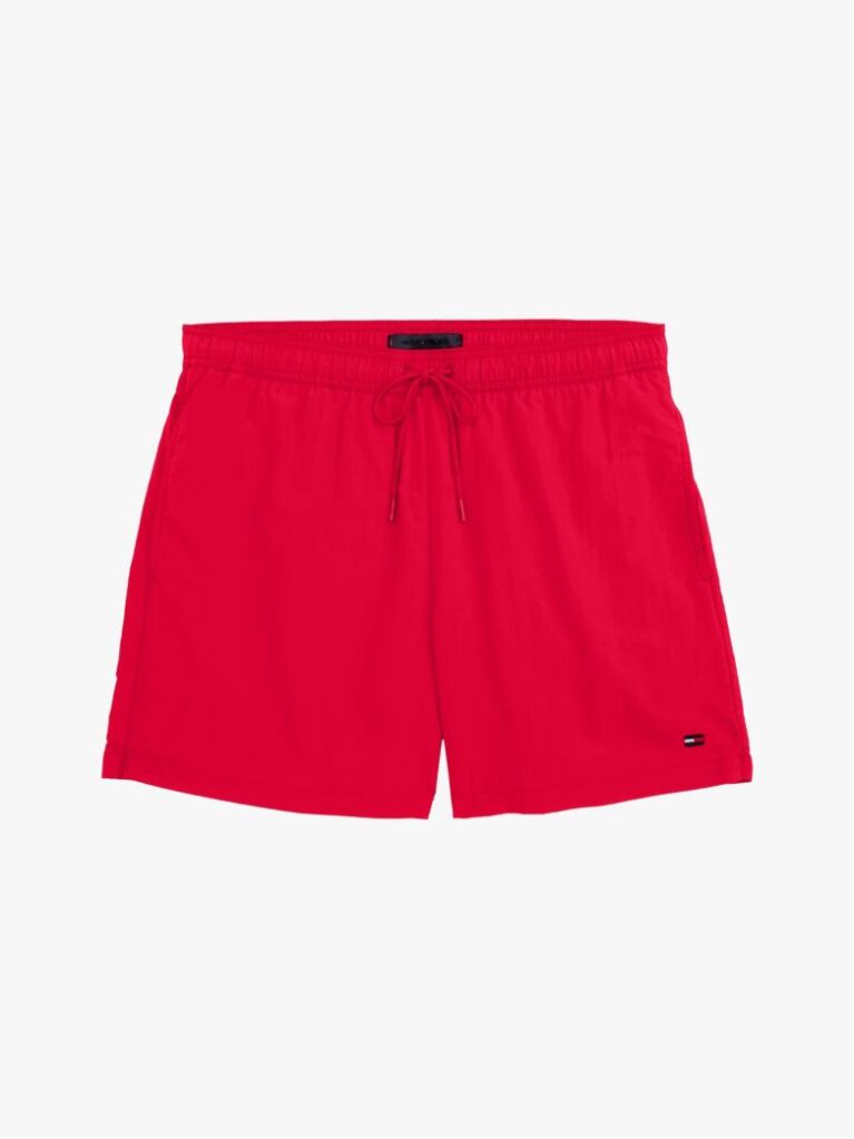 Red Essential Mid Length Swim Shorts  Men