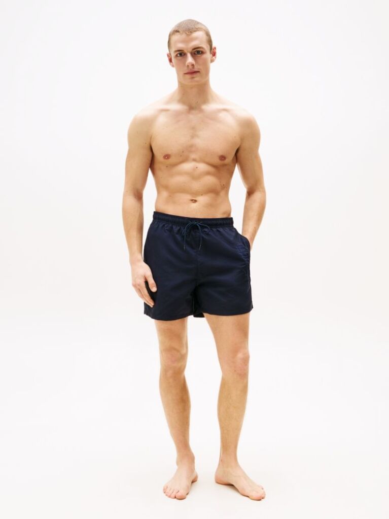 Blue Signature Logo Mid Length Swim Shorts  Men